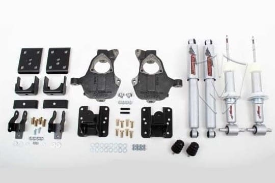 McGaughy's 3-5/5-7 Inch Spindle/Flip Kit Lowering Kit 2014-2018 Silverado/Sierra 1500 with Stamped Steel/Alum Control Arms