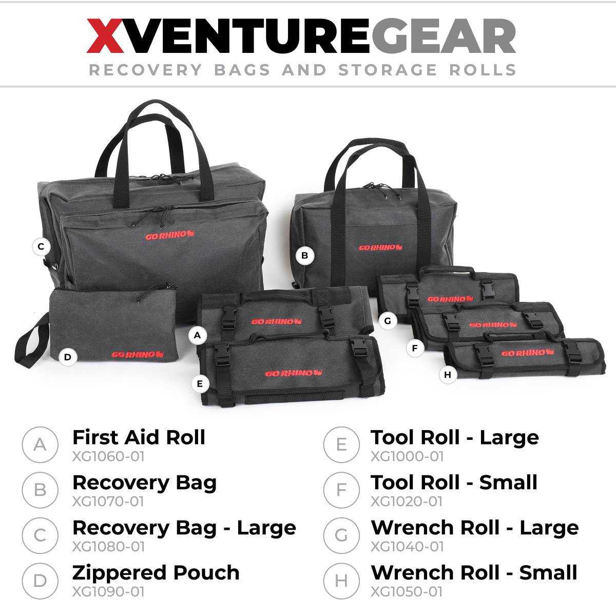 Go Rhino Xventure Recovery Gear Zipped Pouch 7" x 11.5" | Tools Storage Bag