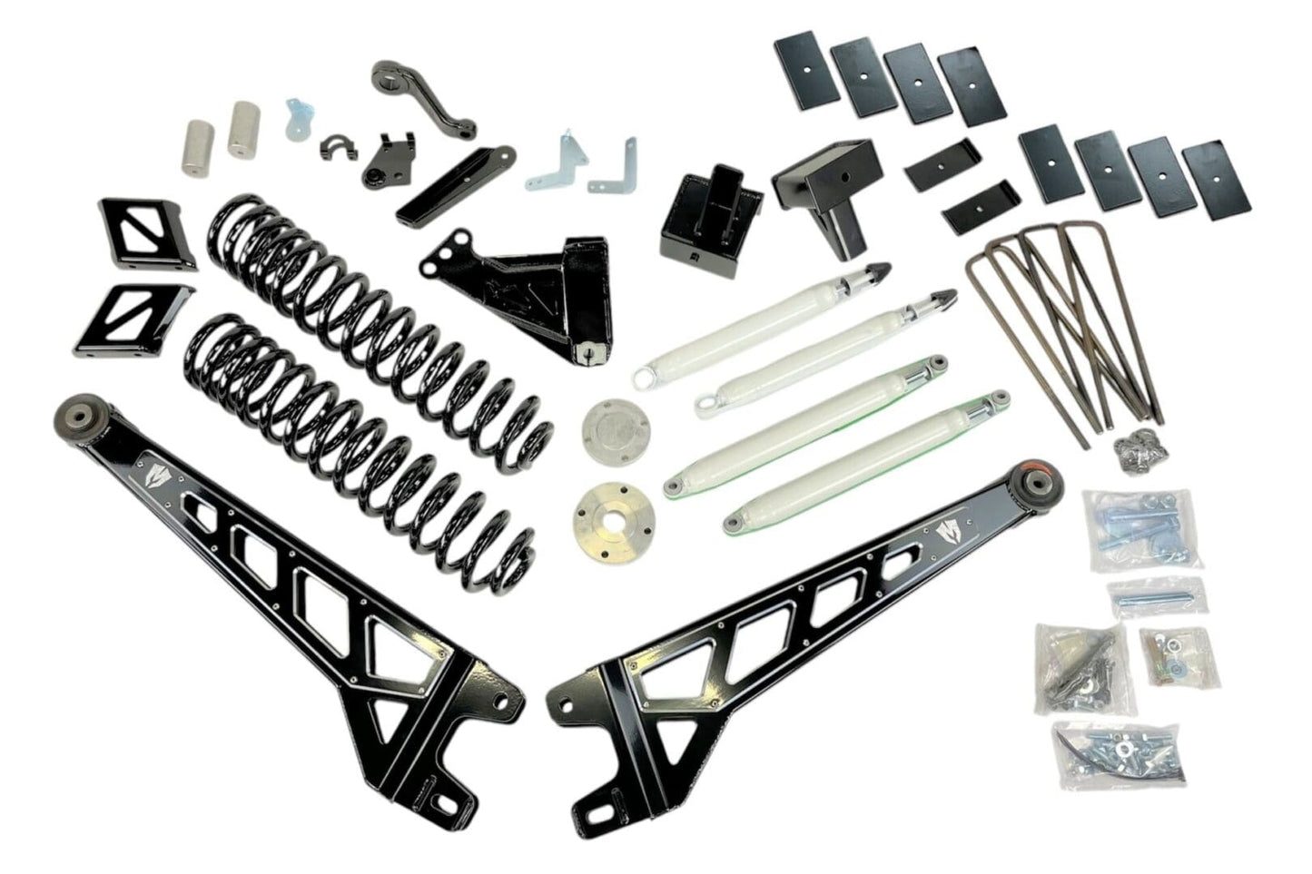 McGaughy's 8 Inch Premium Lift Kit S/S Black 2017-2022 Ford F350 4WD with Flange Style Rear Driveline - 57312