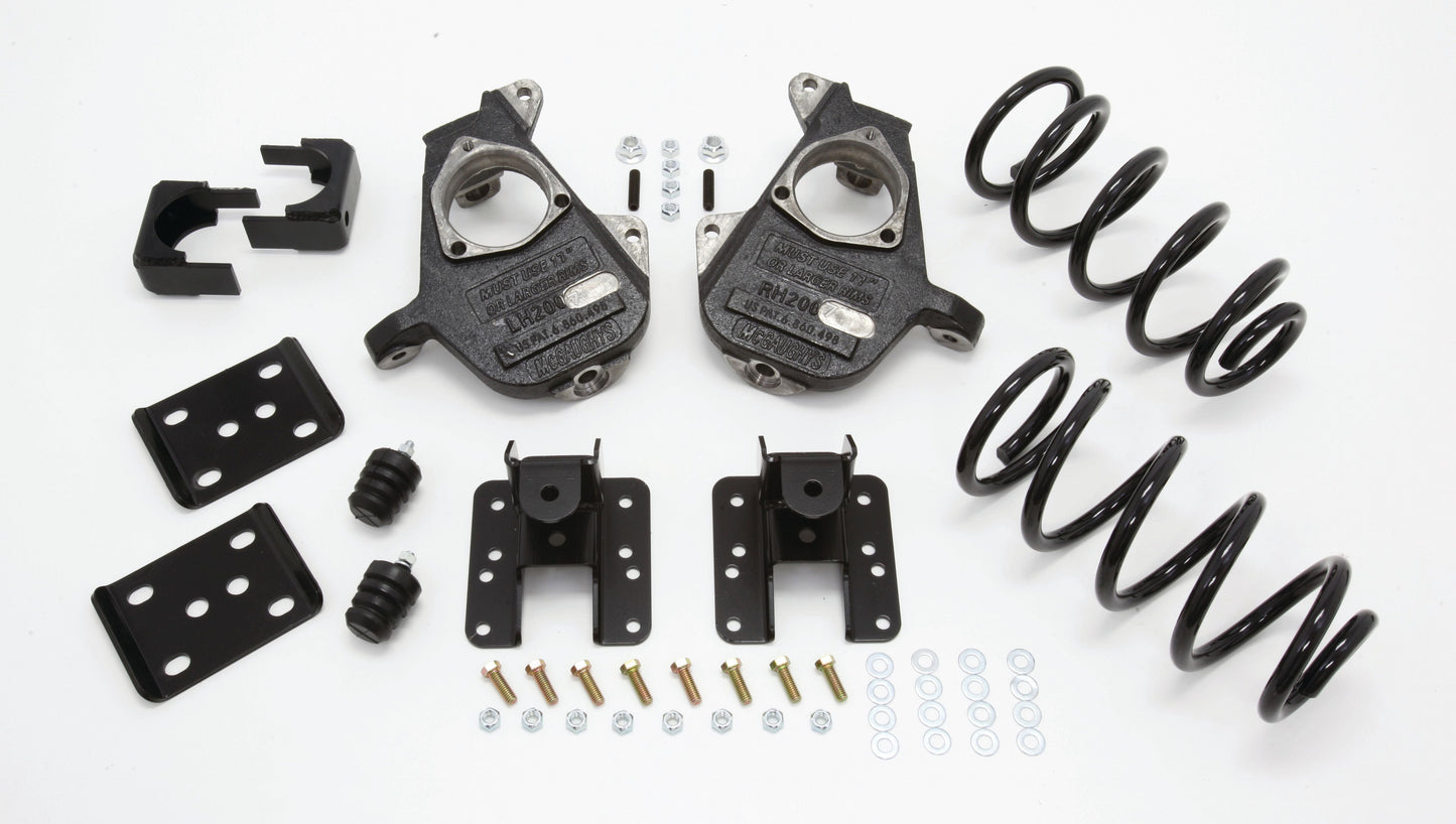 McGaughy's 2007-13 Quad Silverado 3/5" Deluxe Drop Kit (Spindles, Coil Springs, Rear Hangers, Flip Kit, & Bump Stops) - 34005