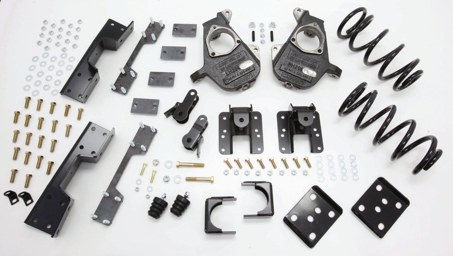 McGaughy's 2007-13 Quad Silverado 3/5" Deluxe Drop Kit (Spindles, Coils, C-Notch, Rear Hangers, Flip Kit, & Bump Stops)