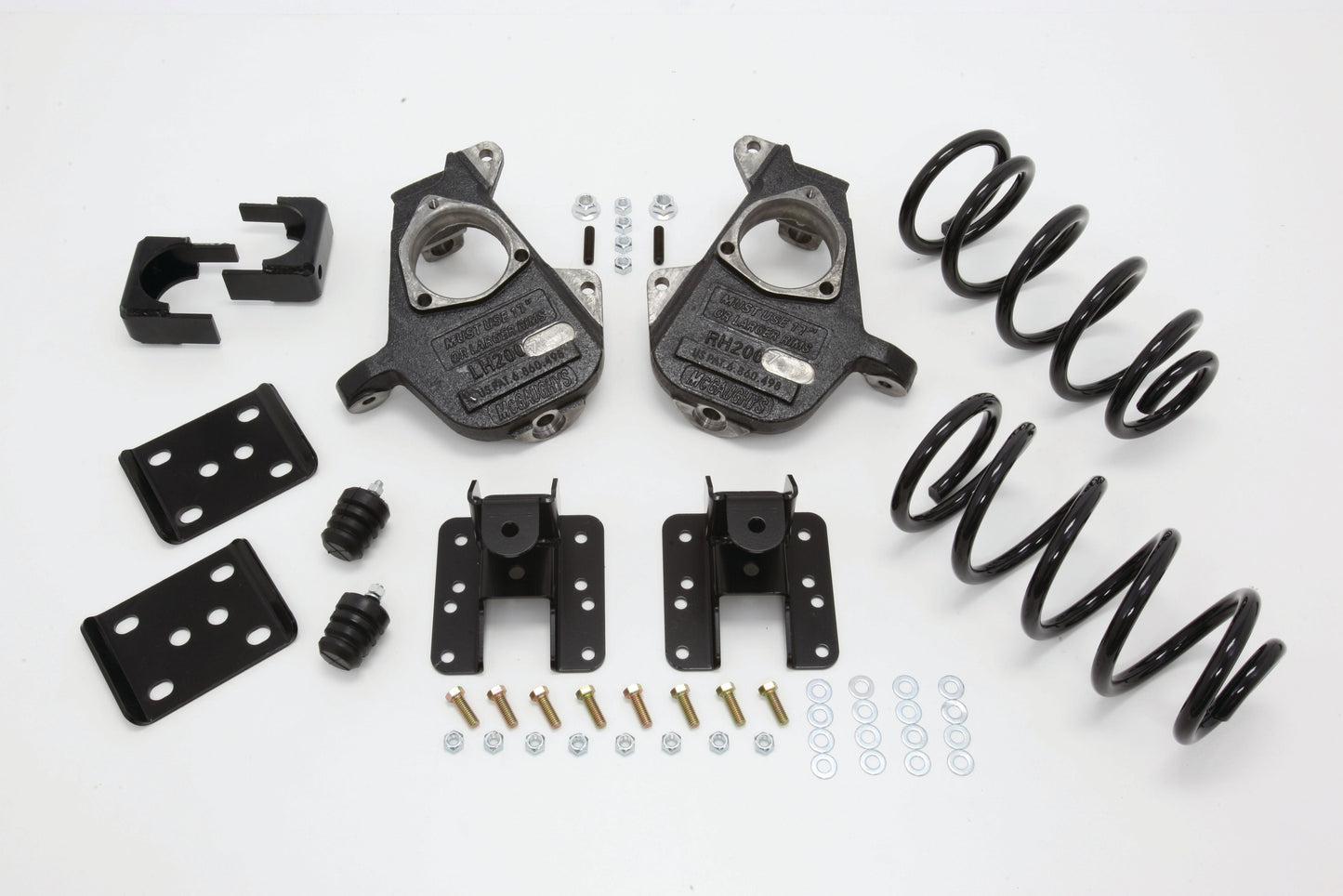 McGaughy's 2007-13 S-Cab Silverado 3/5" Deluxe Drop Kit (Spindles, Coil Springs, Rear Hangers, Flip Kit, & Bump Stops)