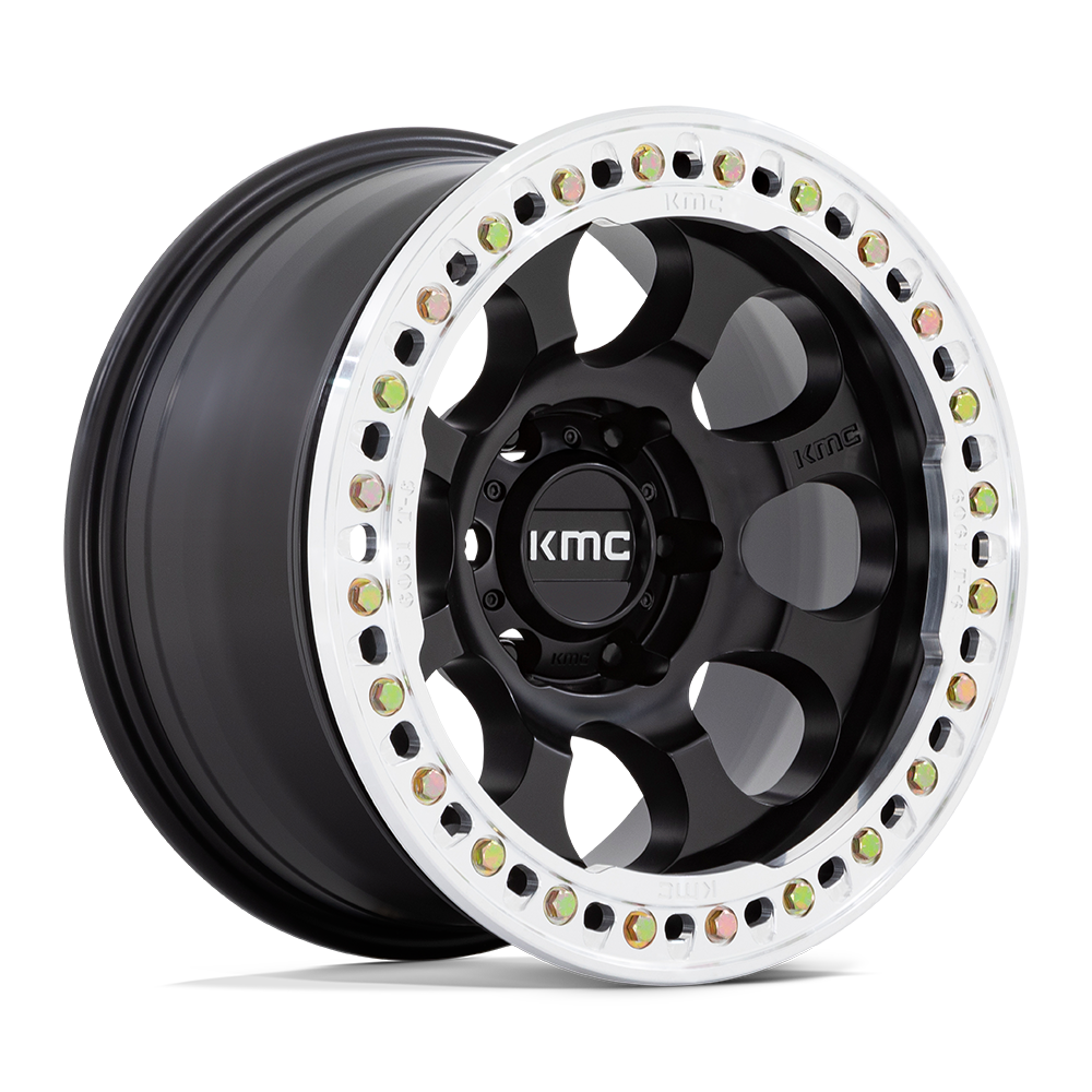 KMC KM237 RIOT BEADLOCK | SATIN BLACK W/ MACHINED RING wheel