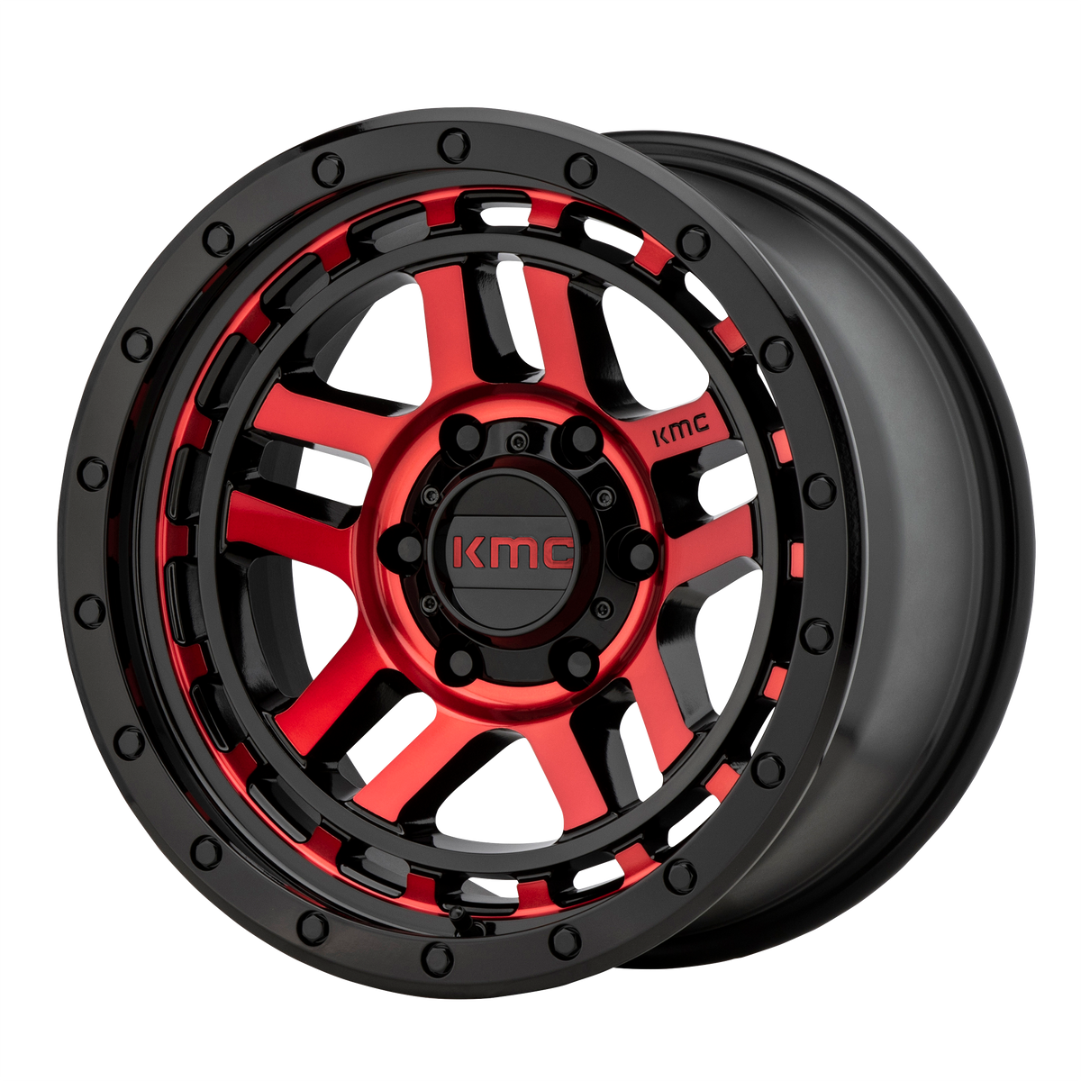 KMC KM540 RECON | GLOSS BLACK MACHINED W/ RED TINT wheel