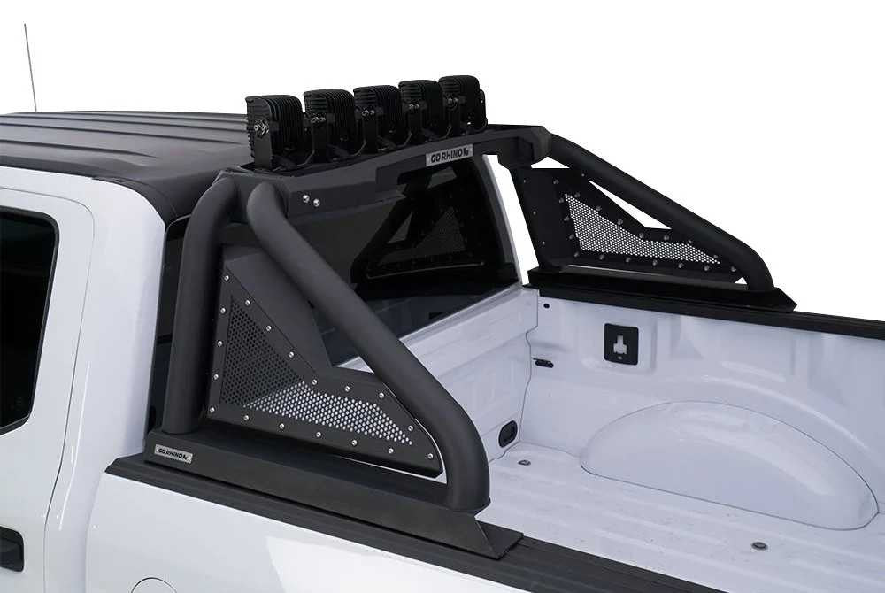 Go Rhino Sport Bar 2.0 with Power Actuated Retractable Light Mount | RAM 1500 & Silverado 2500 | Textured Black