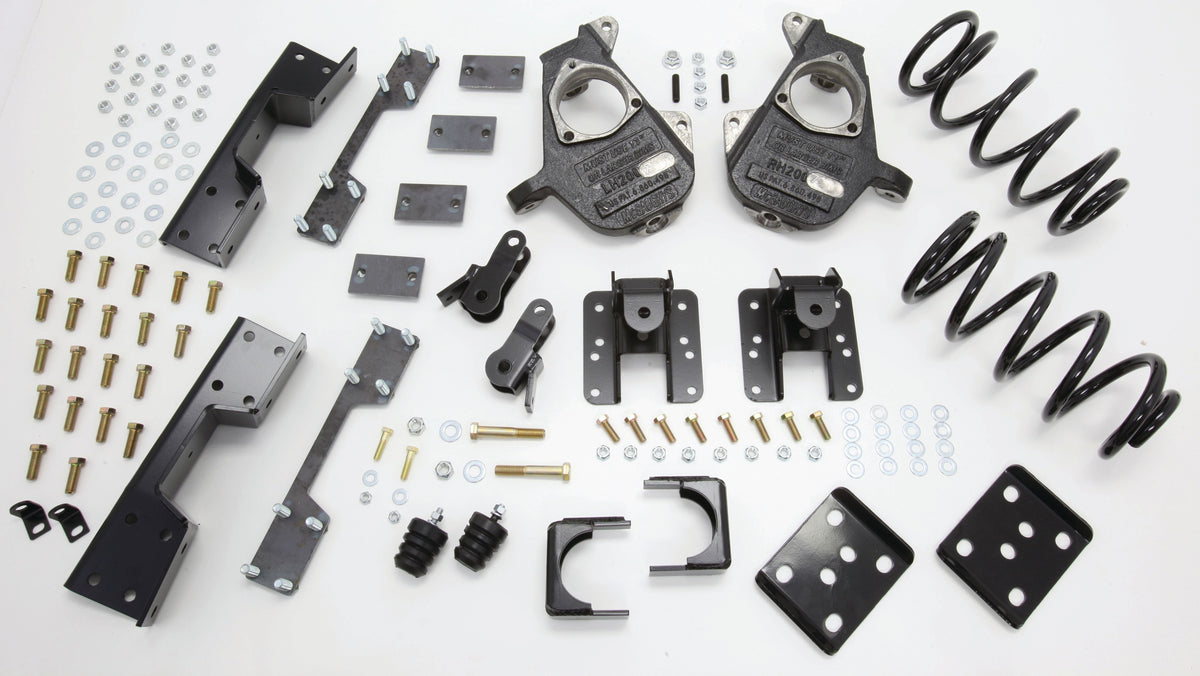 McGaughy's 2007-13 S-Cab Silverado 3/5" Deluxe Drop Kit (Spindles, Coil Springs, Rear Hangers, Flip Kit, C-Notch, & Bump