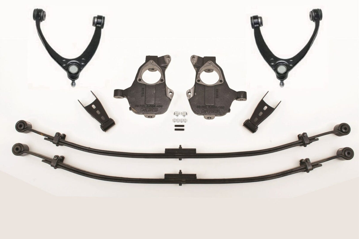 McGaughy's 2/4 Inch Spindle/Leaf Spring Lowering Kit 2014-2018 Silverado/Sierra 1500 with Stamped Steel/Alum Control Arms 4WD