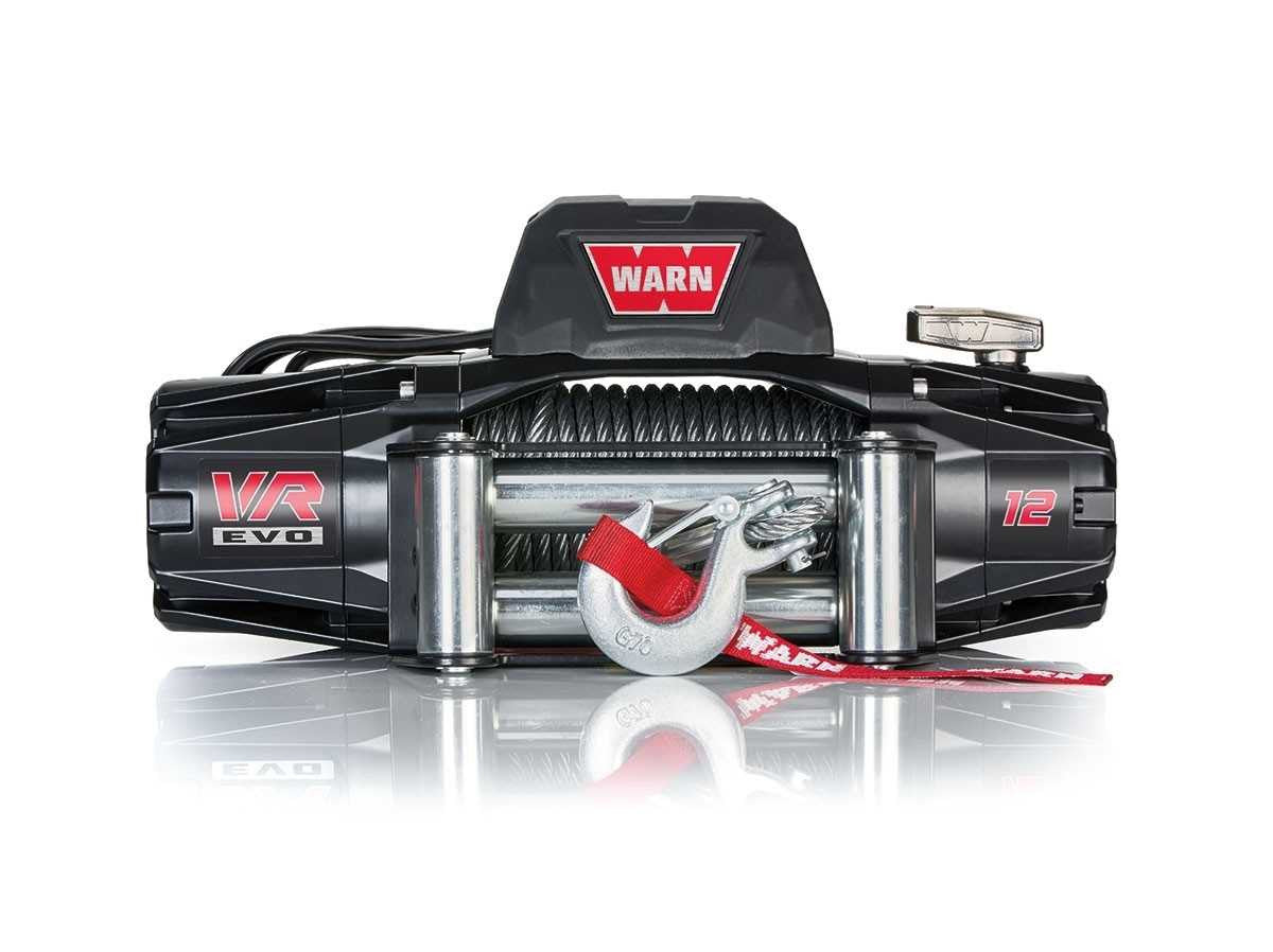 WARN VR EVO 12 Electric 12V Recovery Winch | 103254 |  85’ of 3/8” Steel Rope and Roller Fairlead