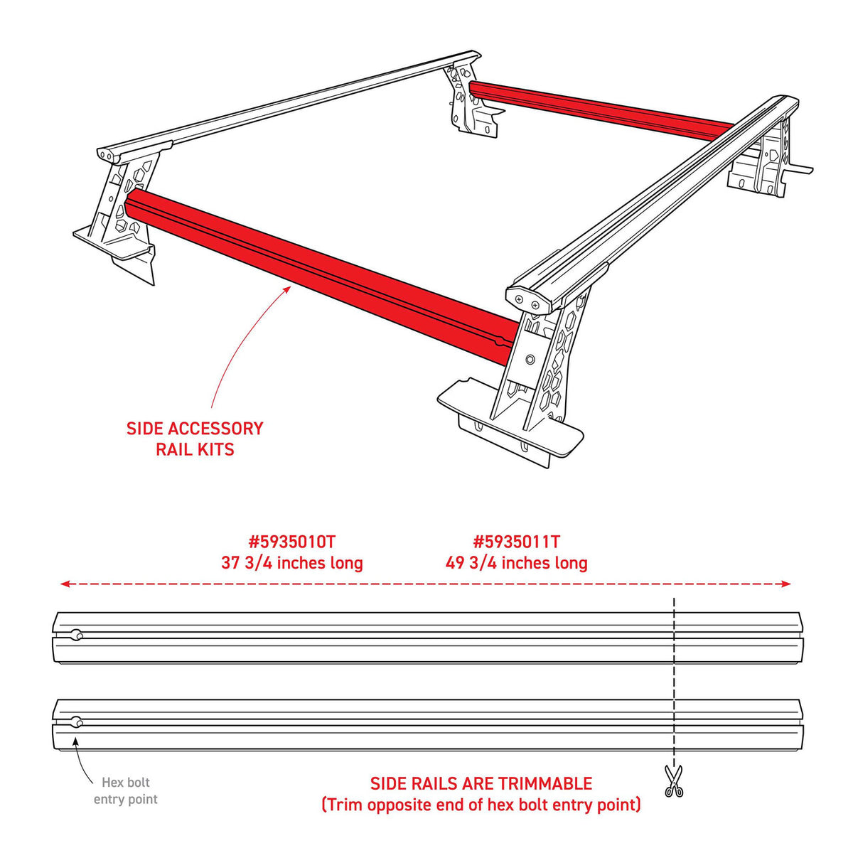 Go Rhino XRS Cross Bars - Truck Bed Rail Kit for Full/Mid Sized Trucks without Tonneau Covers