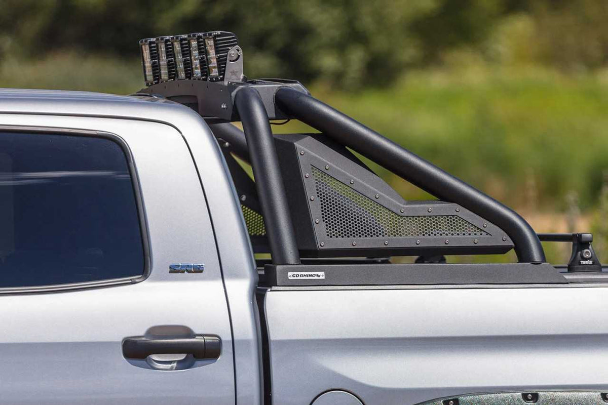 Go Rhino Sport Bar 2.0 with Power Actuated Retractable Light Mount | Ram 2500 (Current) and Ford F-150 (2023+) | Textured Bla