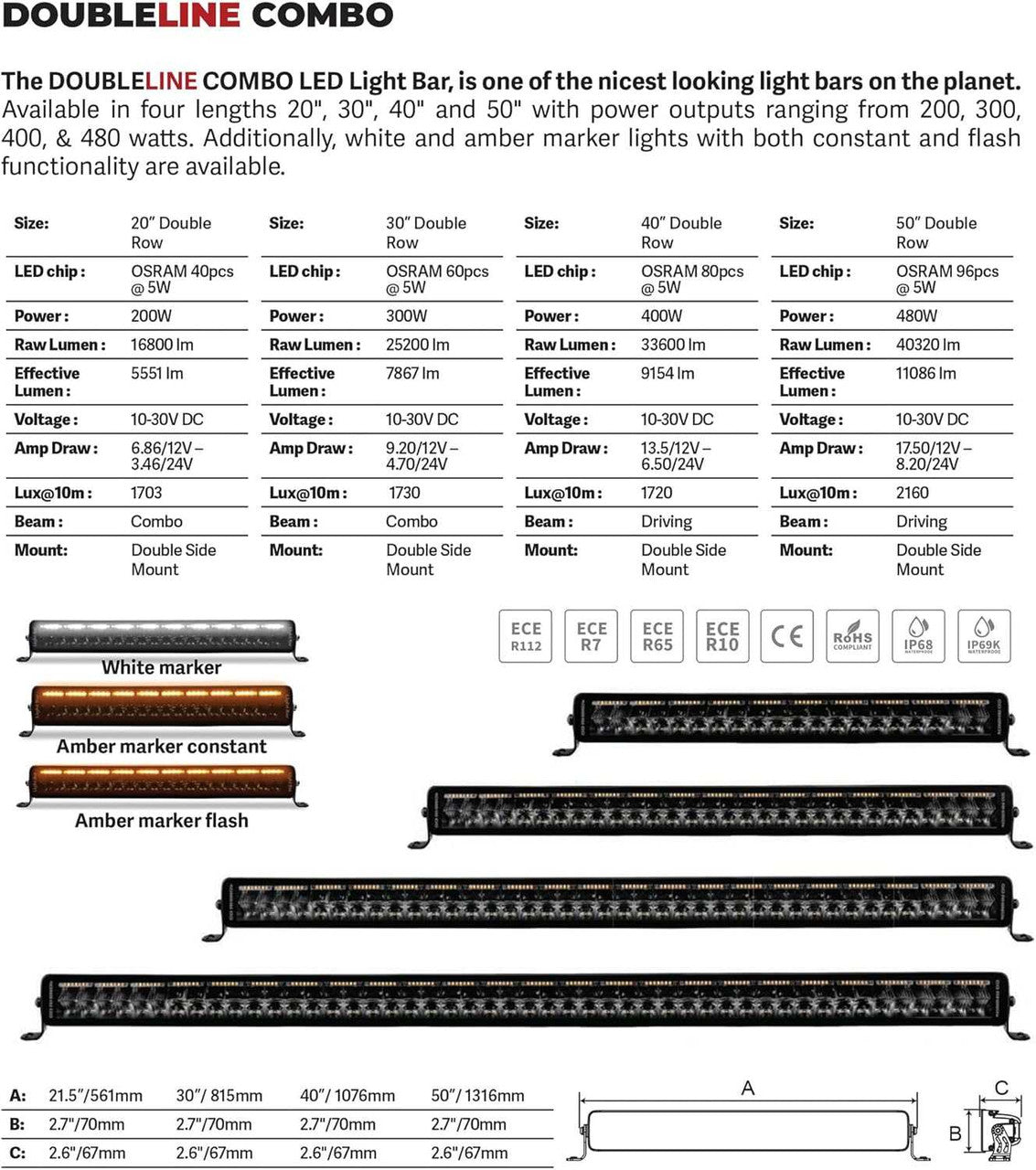 Go Rhino Xplor Blackout Combo Series 50" DoubleLine Row LED Light Bar