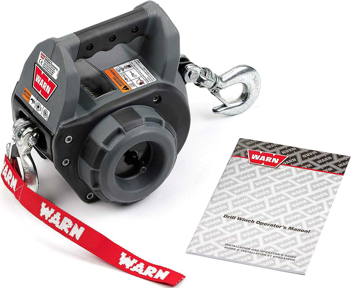 WARN 750lbs Handheld Portable Drill Powered Winch 40' (12. 2 m) Steel Rope - 101570