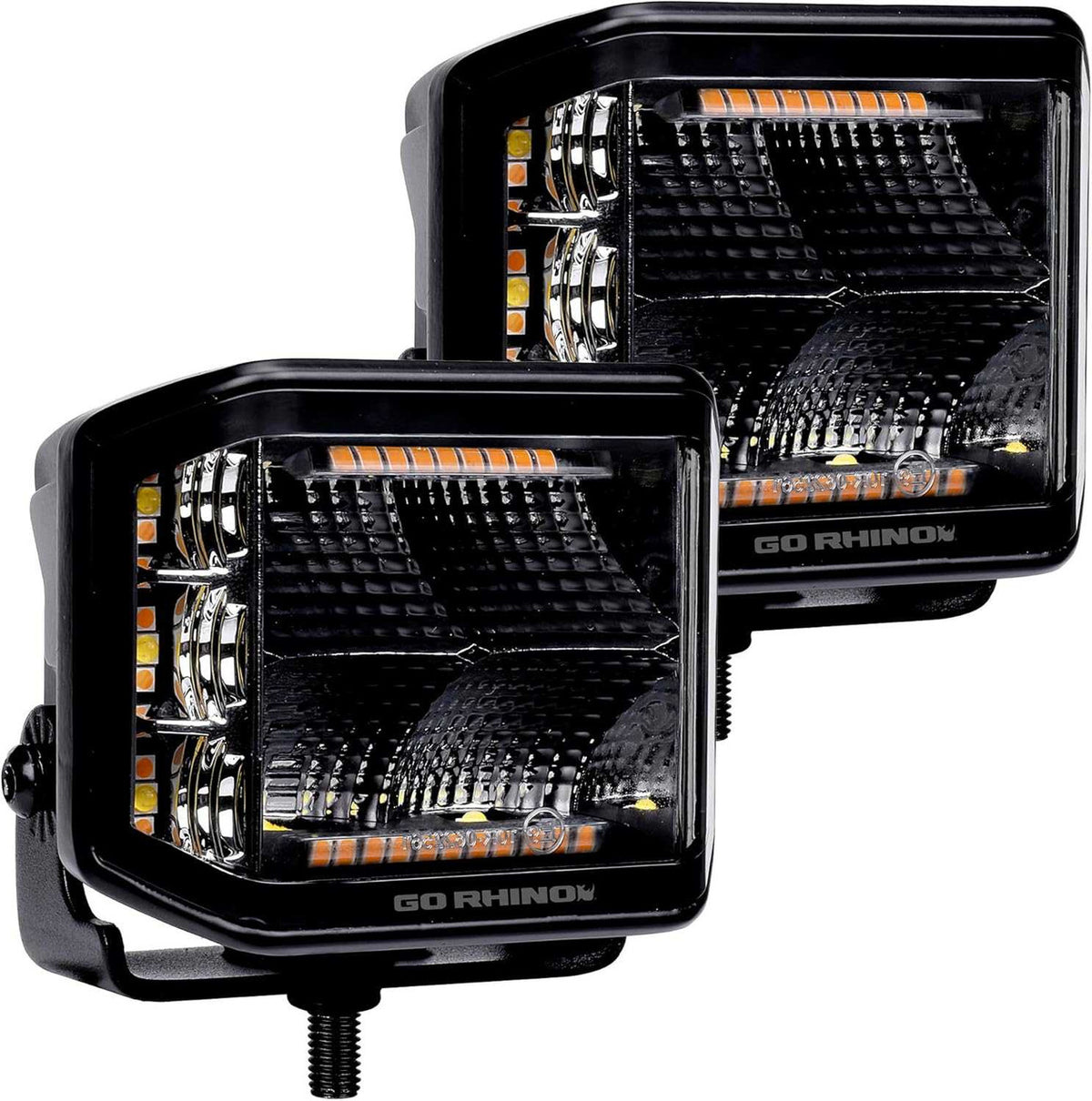Go Rhino Xplor Blackout Combo Series 4x3 Cube Sideline Flood Lights w/Amber Accent