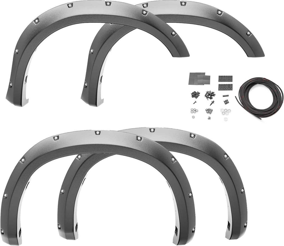 Bushwacker Pocket Style Fender Flares | Fits Silverado 1500 Crew Cab ex ZR2 (2021- 2022) - Front & Rear (4PC)