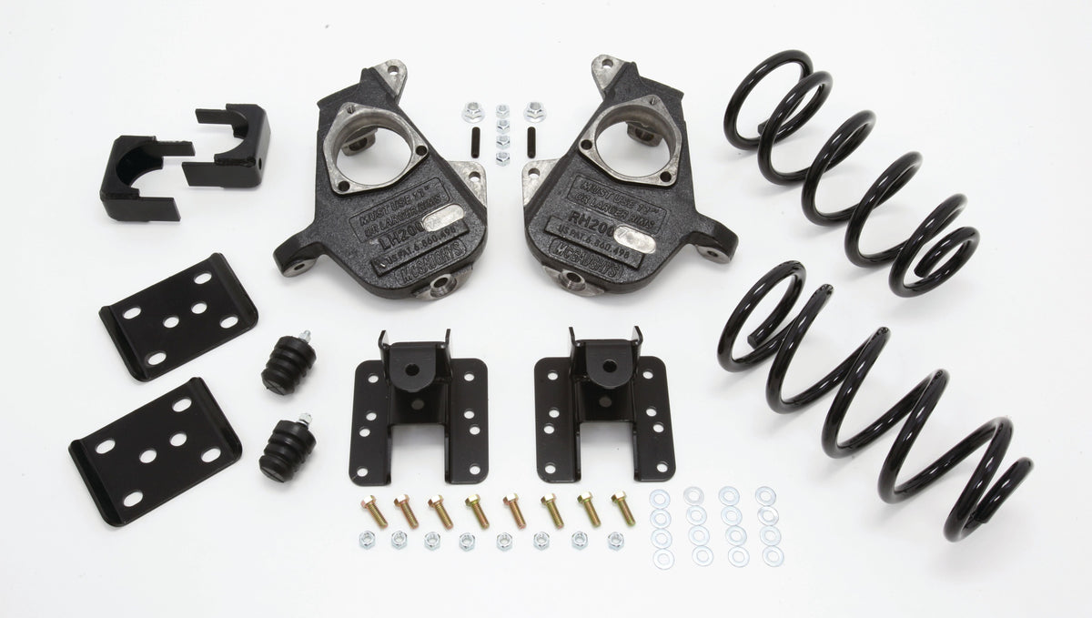 McGaughy's 2007-13 Quad Silverado 3/5" Deluxe Drop Kit (Spindles, Coil Springs, Rear Hangers, Flip Kit, & Bump Stops) - 34005