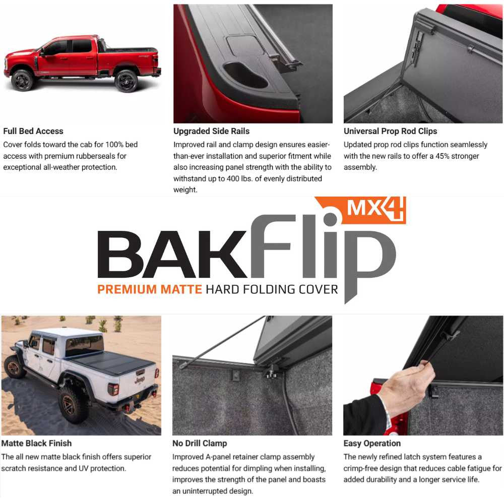 BAK BAKFlip MX4 Hard Folding Tonneau Cover | RAM 2500/3500 (6'4) - w/out RAMBOX