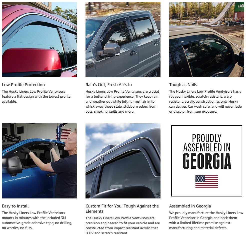 Husky Liners Low Profile Ventvisor, Rain Guards | Ford F-150/F-250 (2023+) - 4PC Smoke