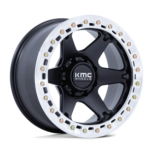 KMC KM238 VI BEADLOCK SATIN BLACK W/ MACHINED RING wheel