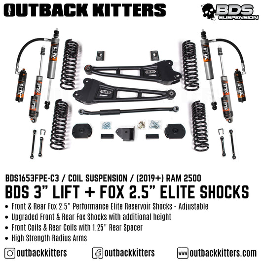BDS Suspension 3" Lift Kit with FOX 2.5" Shocks suits RAM 2500 (2019-2024)
