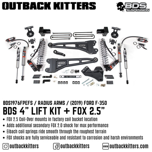 BDS Suspension 4" Lift Kit with FOX 2.5" Coilover Shocks suits Ford F-350 Super Duty (2017-2019)