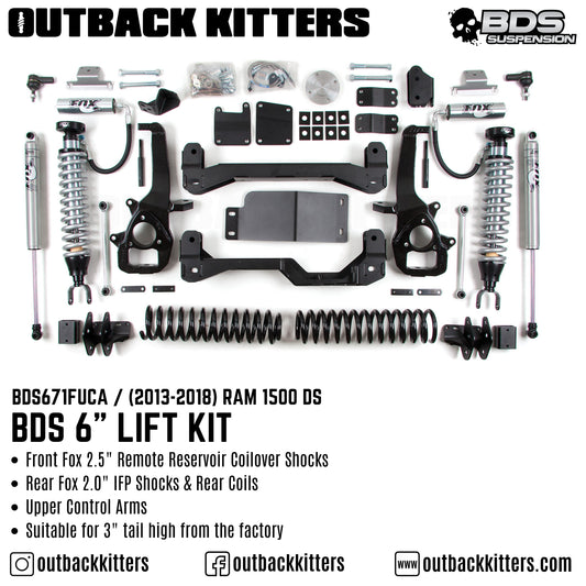 BDS Suspension 6" Lift Kit with FOX 2.5" PE Coilover Shocks suits RAM 1500 DS (2013-2024)