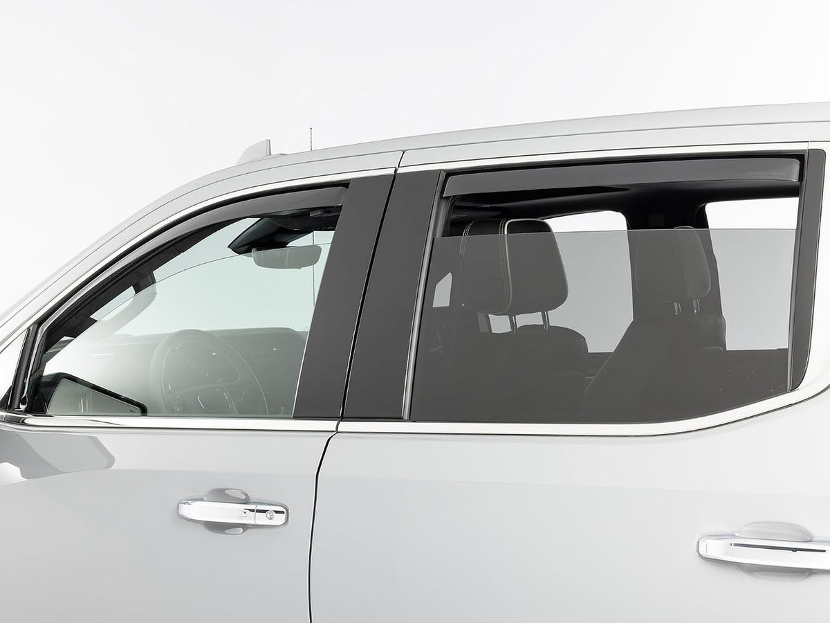 WeatherTech Side Window Deflectors Front & Rear Set | Chevrolet Silverado 1500 & GMC 1500 - Dark Tint