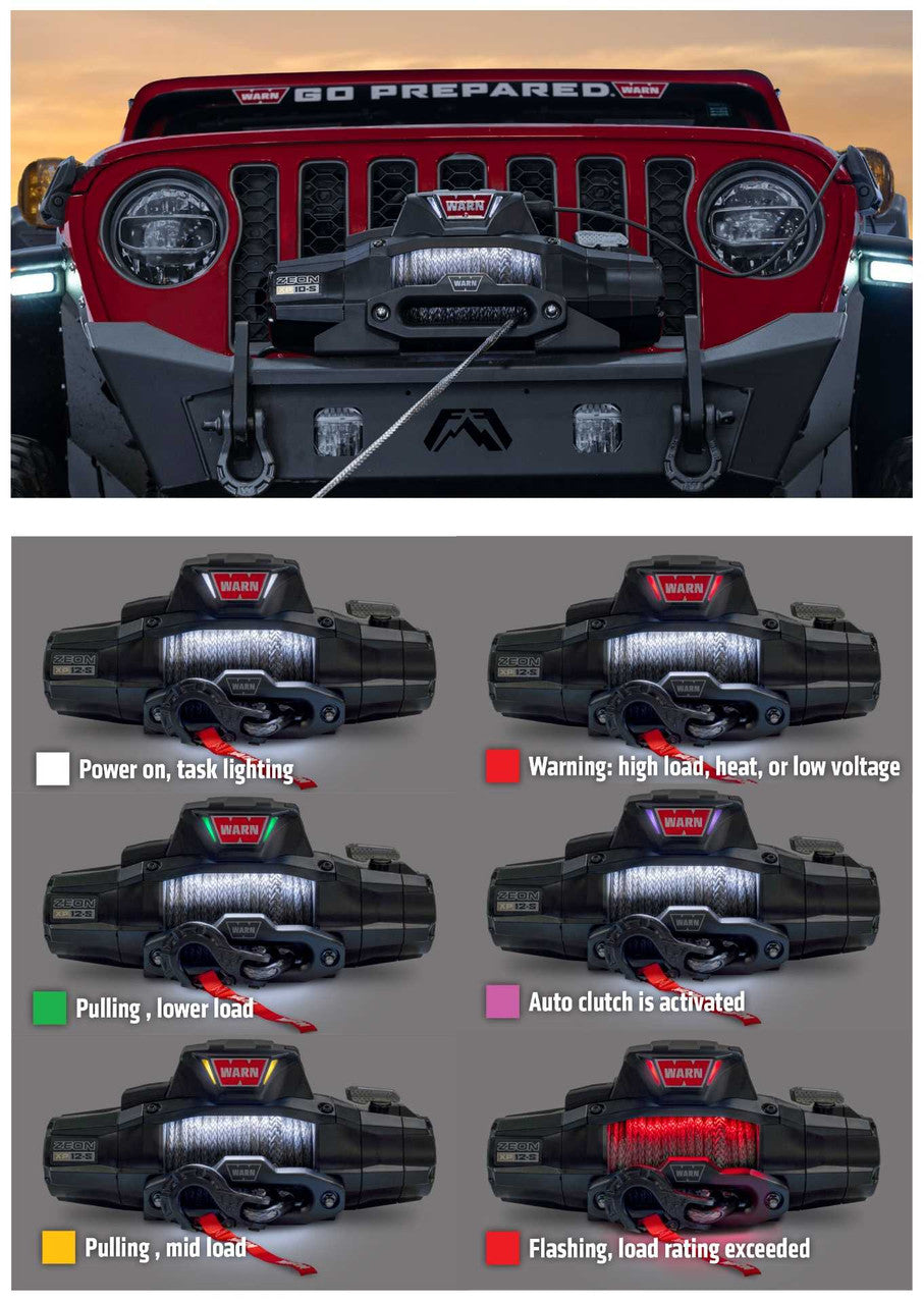 WARN ZEON XP 12-S 12,000lbs 12V Electric Winch | 80’ of 3/8” Spydura Synthetic Rope | 110120