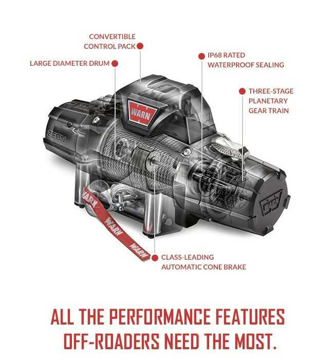 WARN ZEON 8-S 12V Electric Winch 8,000lbs | 89305 | Spydura Synthetic Rope (30m) Hawse Fairlead