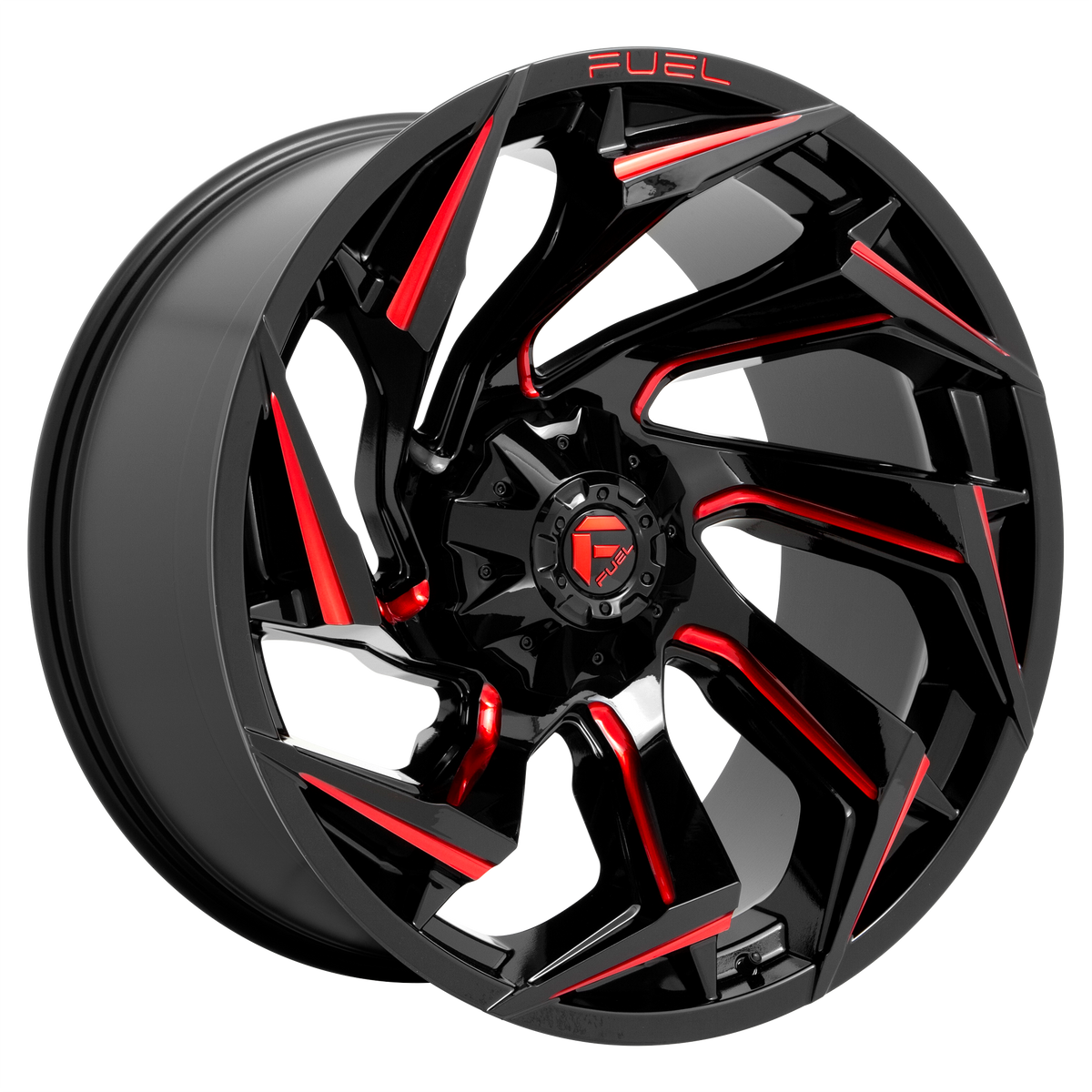 Fuel Off-Road D755 REACTION GLOSS BLACK MILLED W/ RED TINT wheel