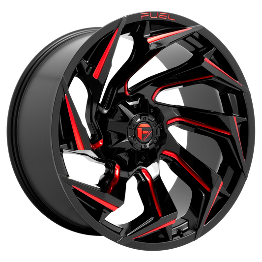 Fuel Off-Road D755 REACTION GLOSS BLACK MILLED W/ RED TINT wheel