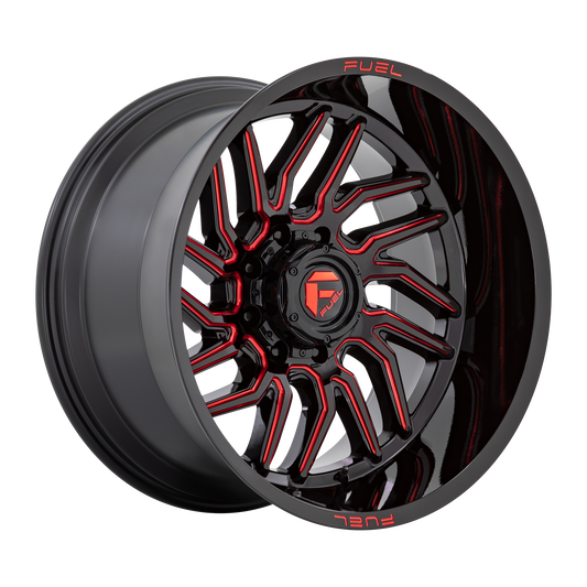 Fuel Off-Road D808 HURRICANE GLOSS BLACK MILLED W/ RED TINT wheel