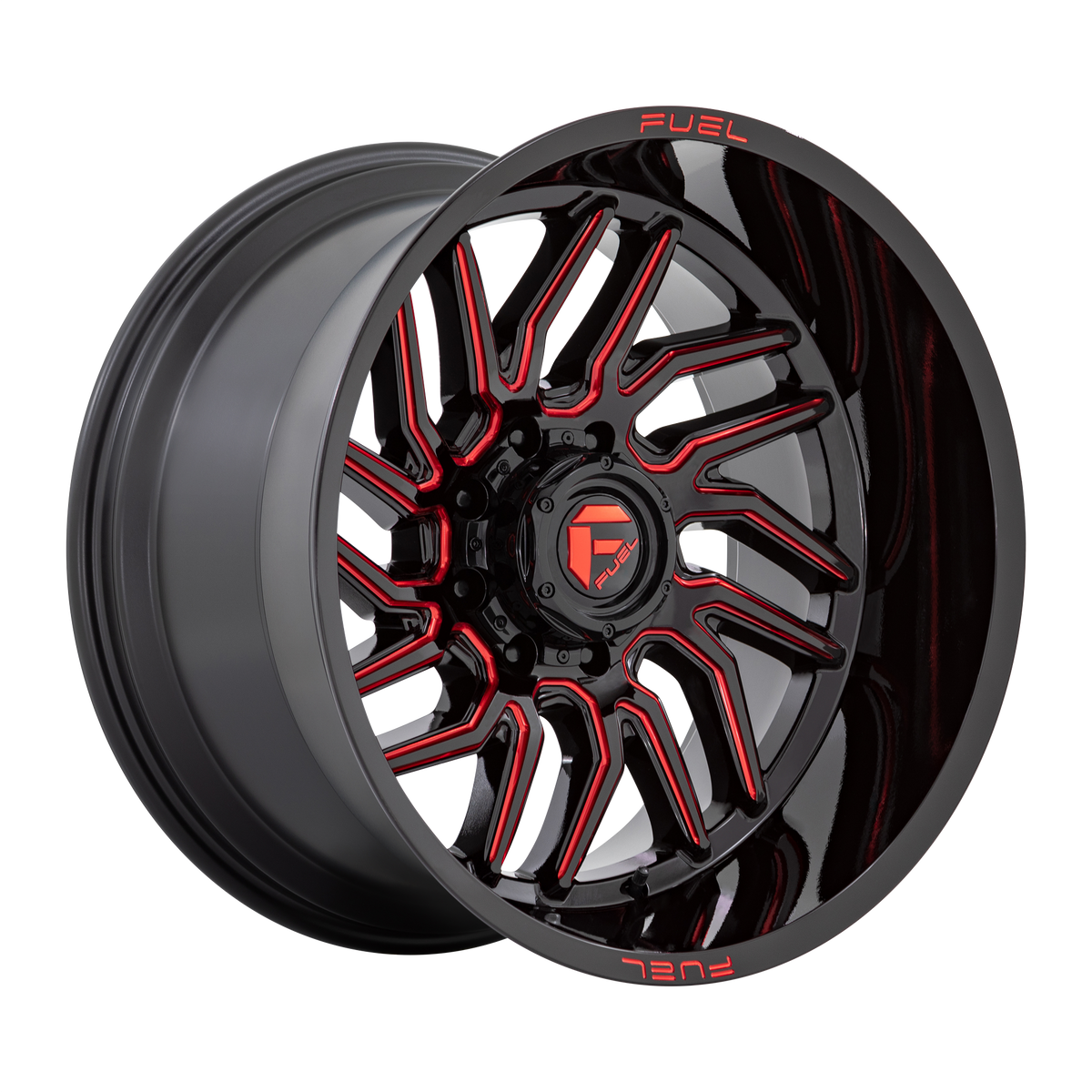 Fuel Off-Road D808 HURRICANE | GLOSS BLACK MILLED W/ RED TINT wheel
