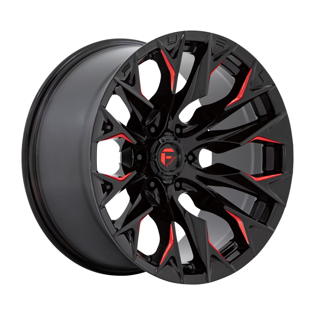 Fuel Off-Road D823 FLAME GLOSS BLACK MILLED W/ CANDY RED wheel
