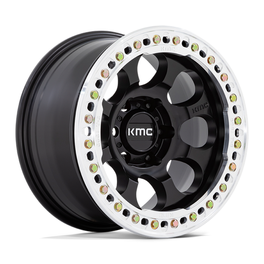 KMC KM237 RIOT BEADLOCK | SATIN BLACK W/ MACHINED RING wheel