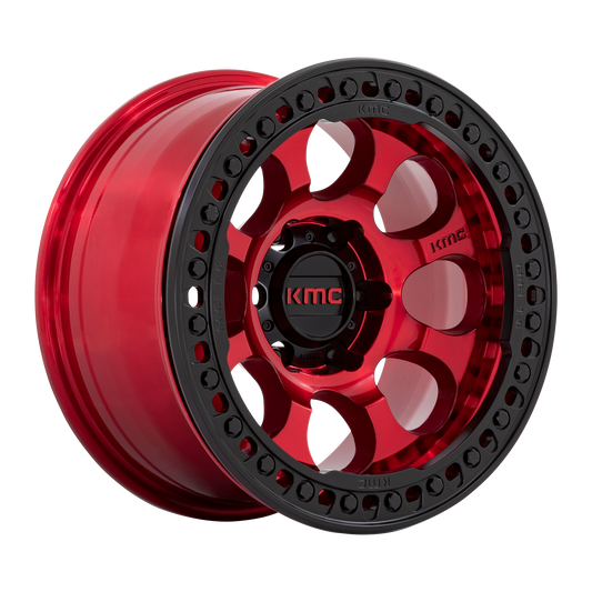KMC KM237 RIOT BEADLOCK CANDY RED W/ SATIN BLACK RING wheel