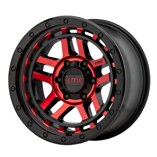 KMC KM540 RECON | GLOSS BLACK MACHINED W/ RED TINT wheel