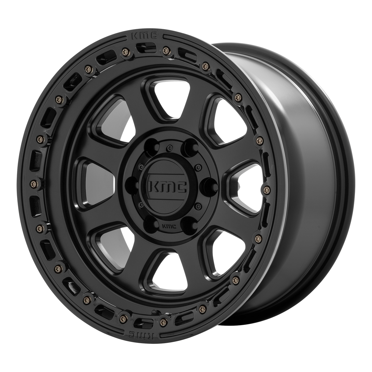 KMC KM548 CHASE | SATIN BLACK W/ GLOSS BLACK LIP wheel