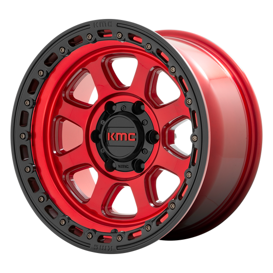 KMC KM548 CHASE CANDY RED W/ BLACK LIP wheel