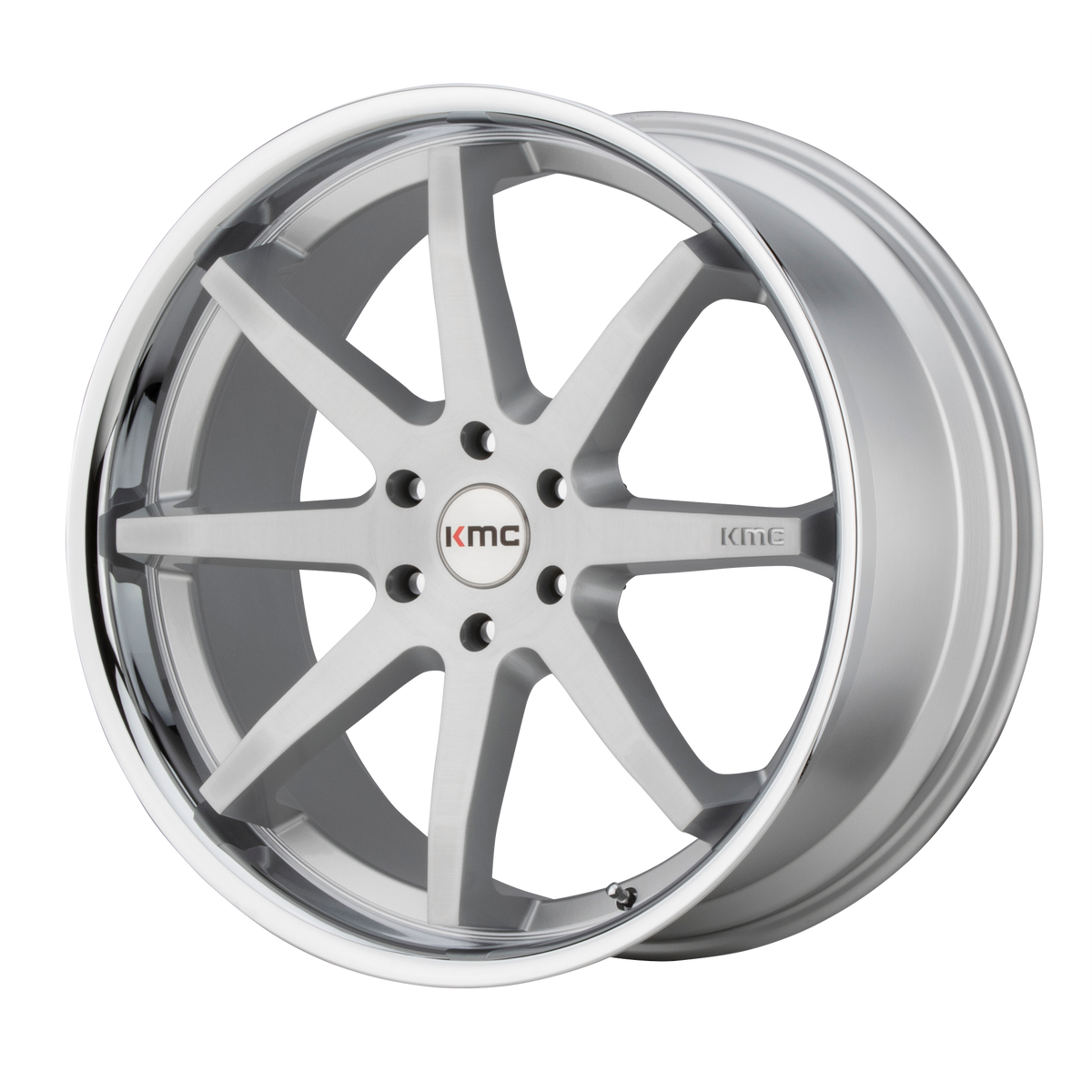 KMC KM715 REVERB BRUSHED SILVER W/ CHROME LIP wheel