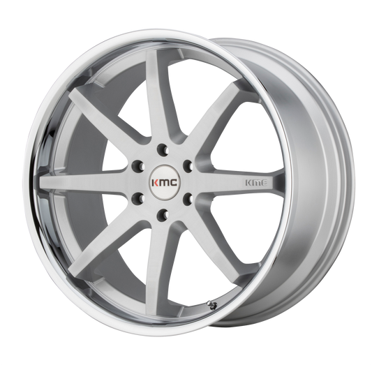 KMC KM715 REVERB | BRUSHED SILVER W/ CHROME LIP wheel