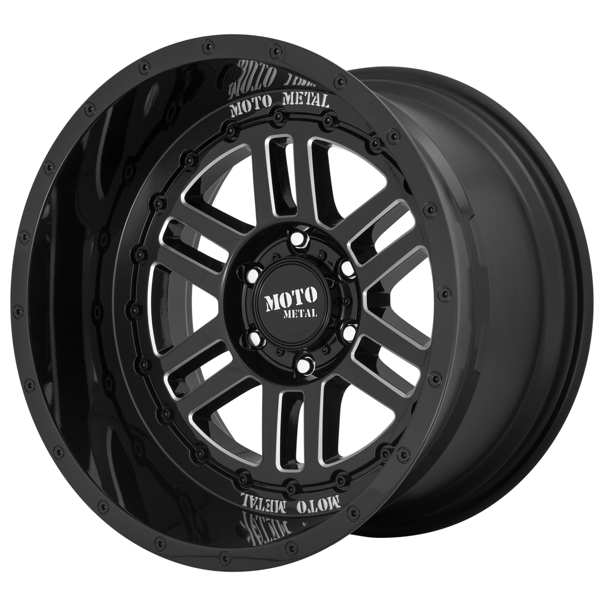 Moto Metal MO800 DEEP SIX GLOSS BLACK MILLED wheel