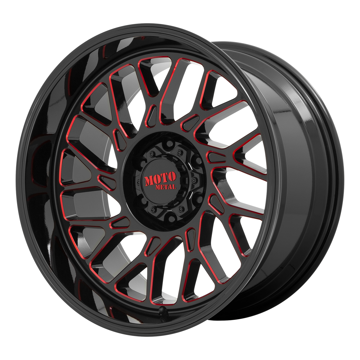 Moto Metal MO805 GLOSS BLACK MILLED W/ RED TINT wheel