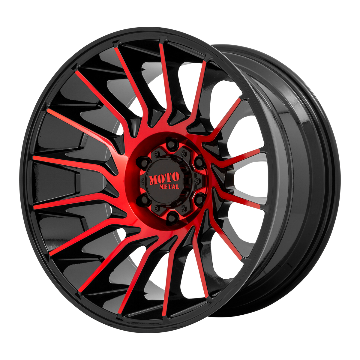 Moto Metal MO807 GLOSS BLACK MACHINED W/ RED TINT wheel