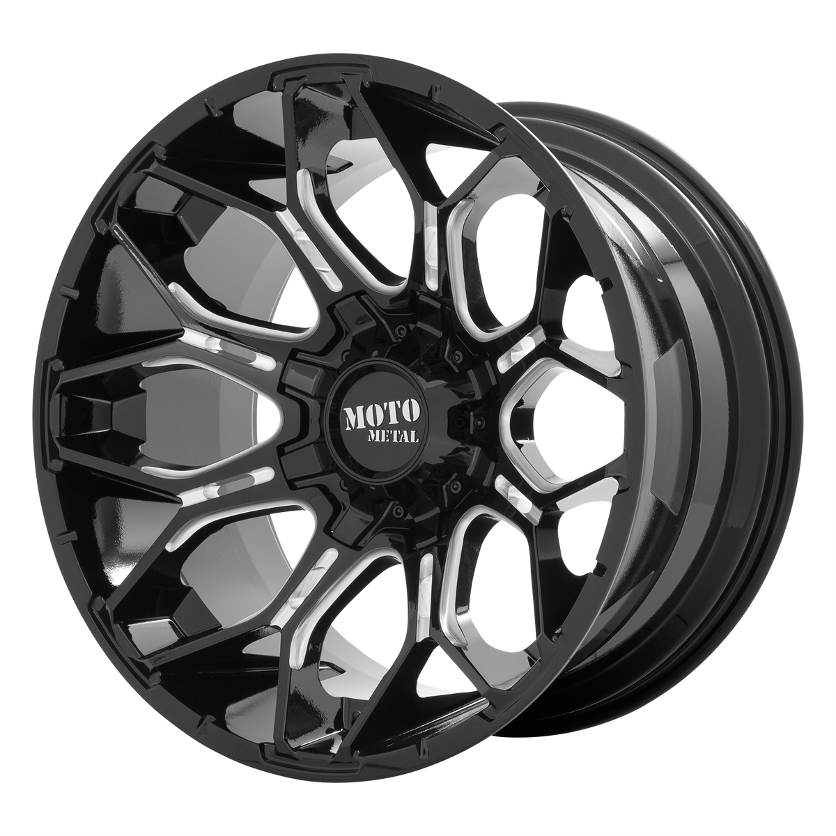 Moto Metal MO808 SNIPER GLOSS BLACK MILLED wheel