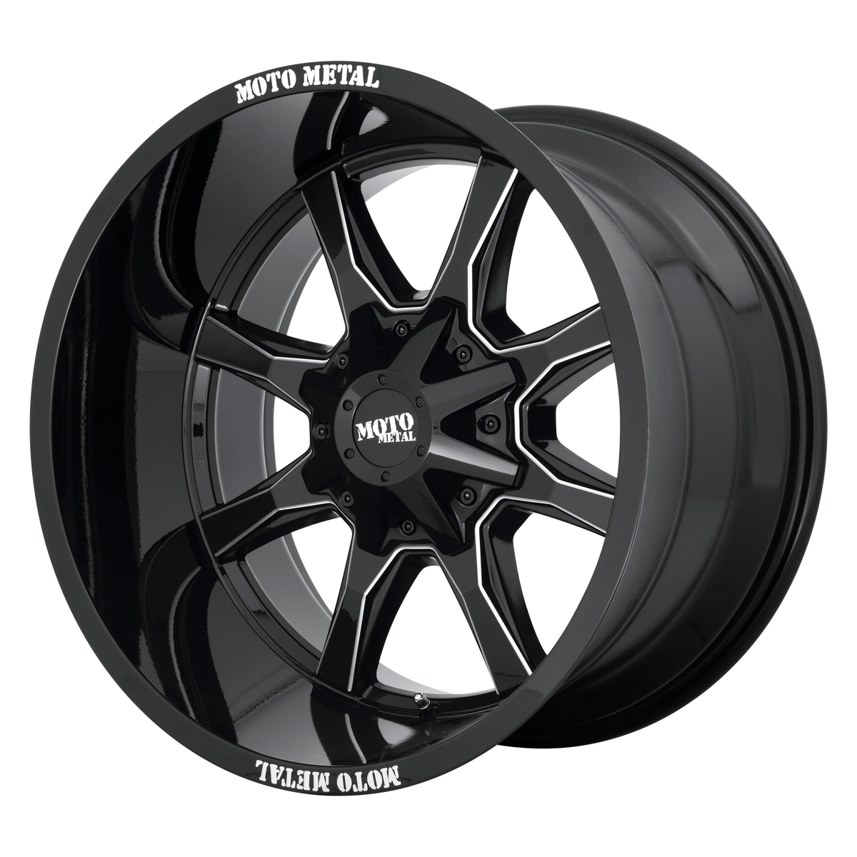 Moto Metal MO970 | GLOSS BLACK W/ MILLED SPOKE & LIP wheel