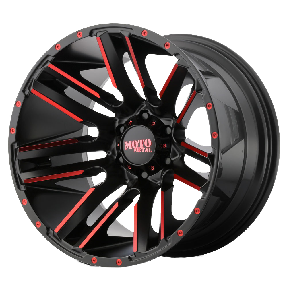 Moto Metal MO978 RAZOR SATIN BLACK MACHINED W/ RED CLEAR COAT wheel