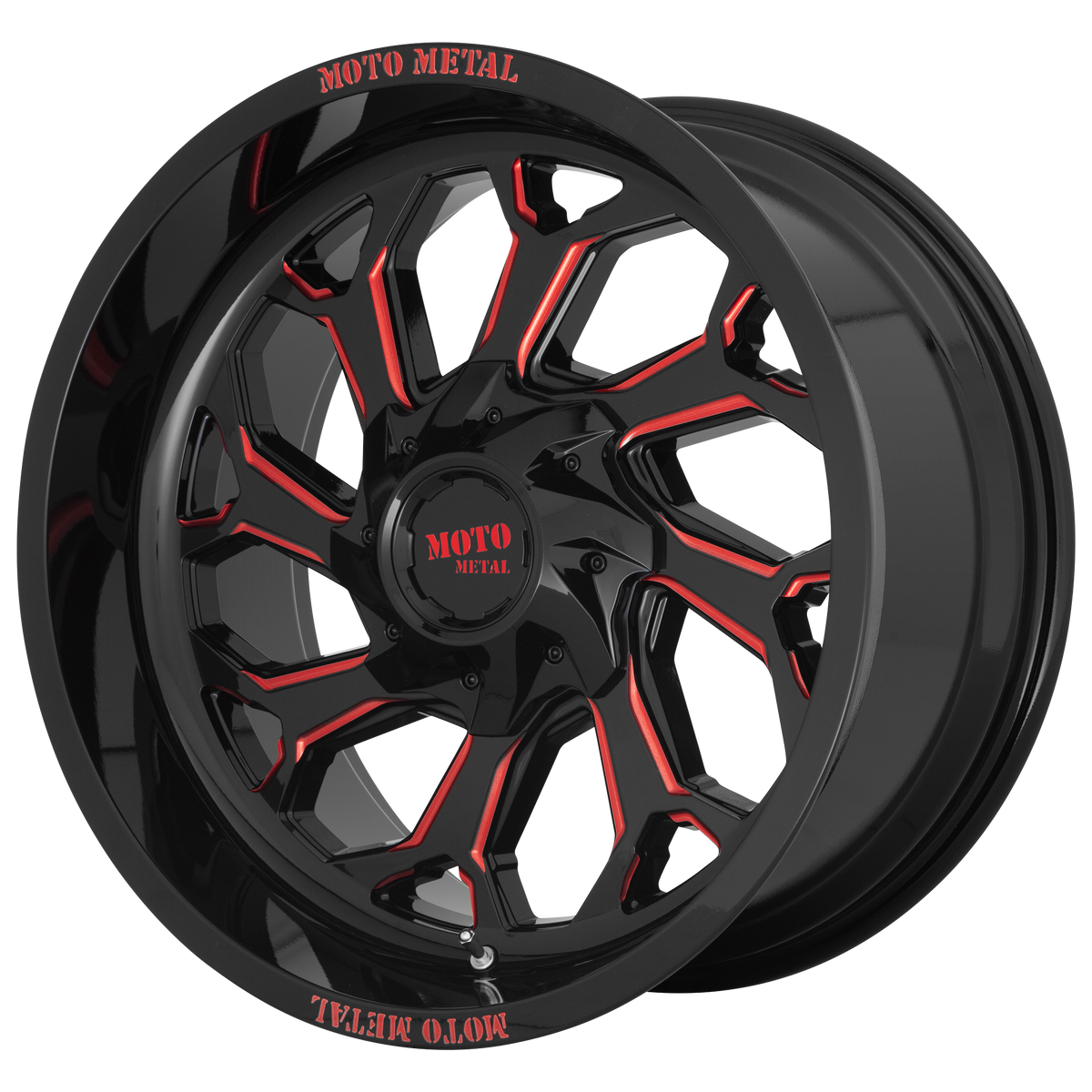 Moto Metal MO999 | GLOSS BLACK MILLED W/ RED TINT wheel