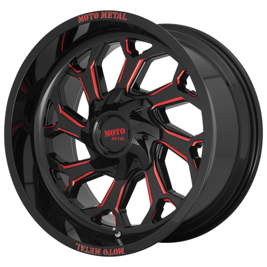 Moto Metal MO999 | GLOSS BLACK MILLED W/ RED TINT wheel