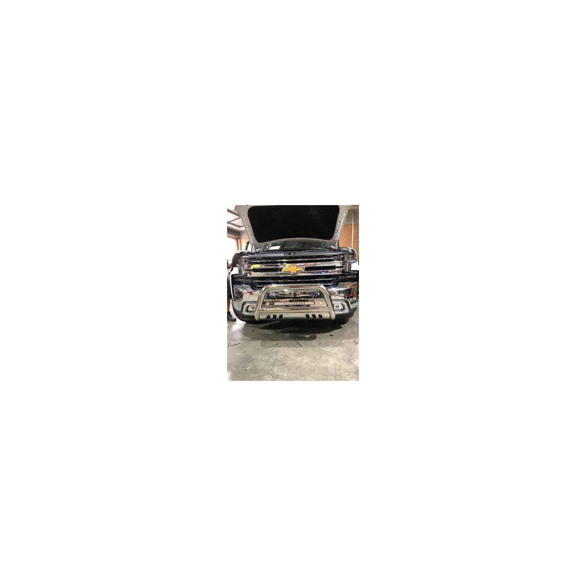 AMTRUX Polished SS Nudge Bar with DBL Row Light Bar suits Chevrolet Silverado 1500 (2019-2026)