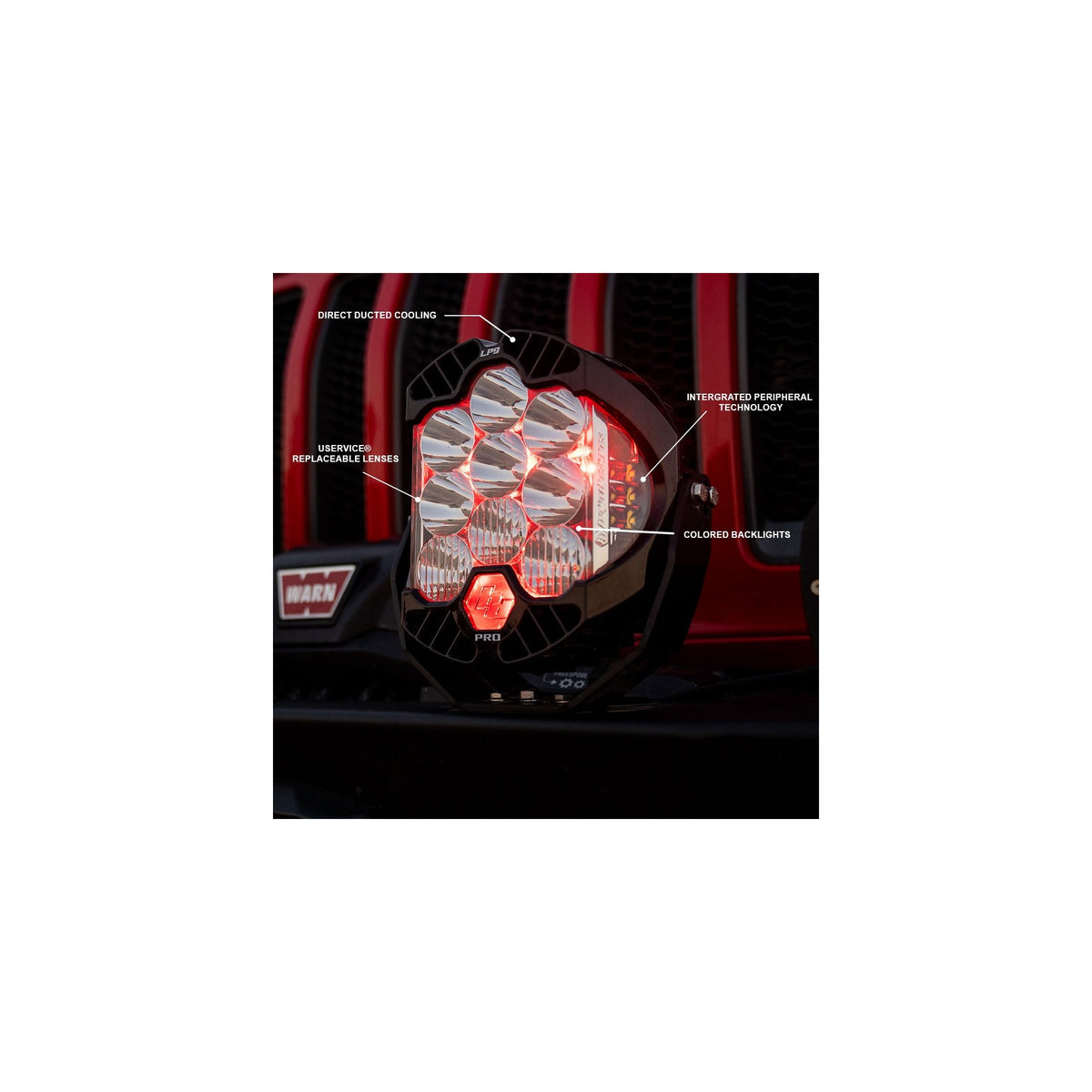 Baja Designs LP9 Pro, LED, Pattern: Spot, Colour: Clear, Back Light: Amber